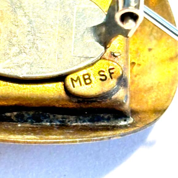 Marjorie Baer SF pierced earrings vintage Brutalist artisan unique hand crafted - Picture 2 of 7